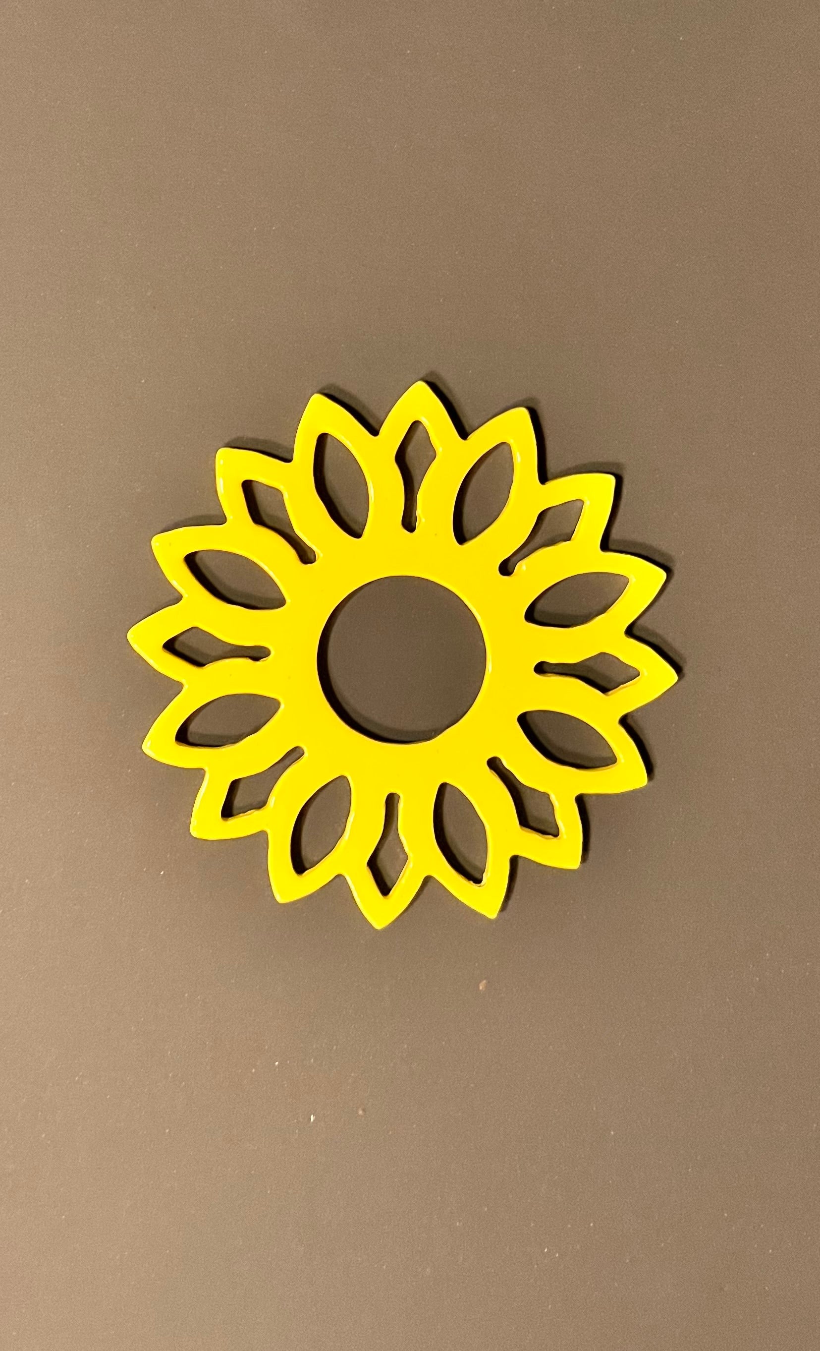 3” neon yellow powder coated flower