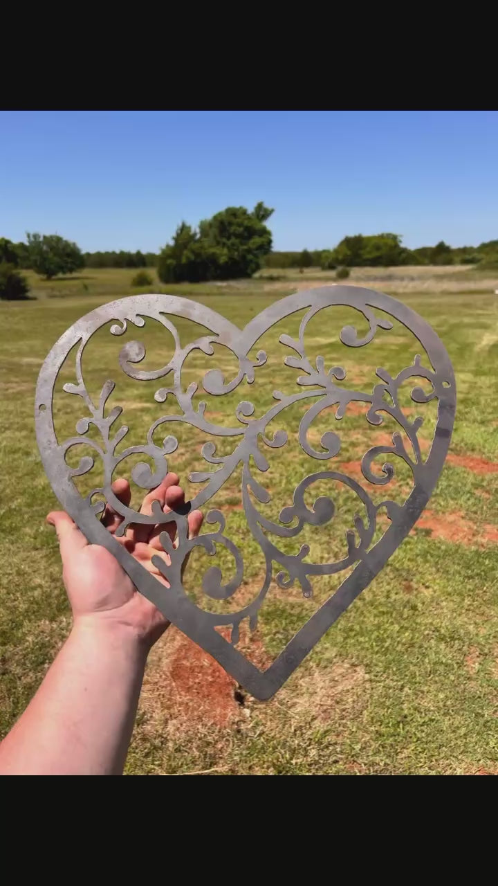 Black Steel Heart Wall Art – Red Flake Powder Coat